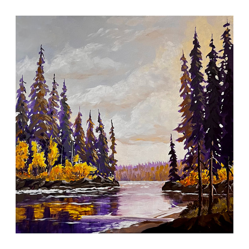 Northern Lake in the Morning, Acrylic painting by Canadian landscape artist, Jim White