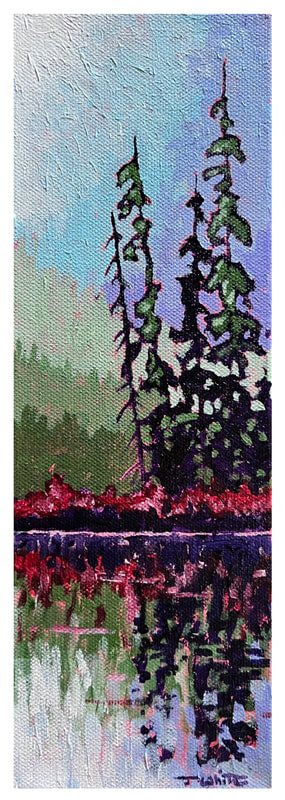 Crimson Reflection, Acrylic painting by Canadian landscape artist, Jim White