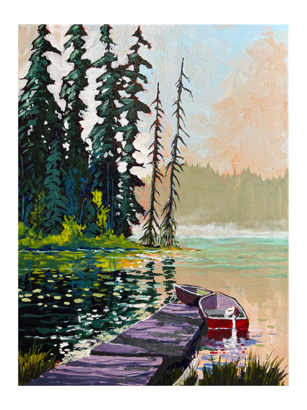 Fishing with my Brother Ken, Acrylic painting by Canadian landscape artist, Jim White