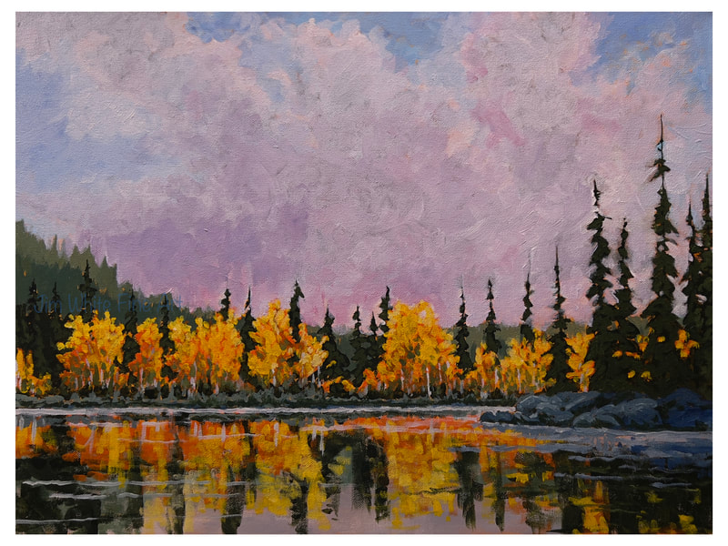 "Fall Sky at Two Lakes" Acrylic painting by Canadian landscape artist Jim White
